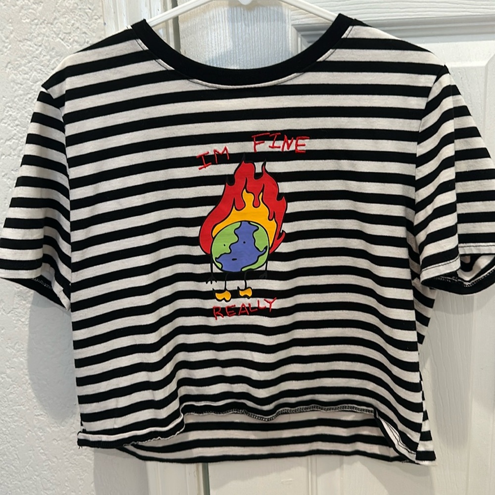 A-Lab Quinnie Black/White Striped Crop Top